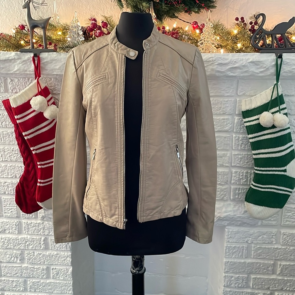 EXPRESS tan pleather jacket